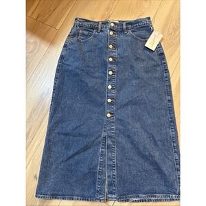 Universal‎ Thread Skirt Women's Size 6 Denim Midi Skirt Blue NWTs